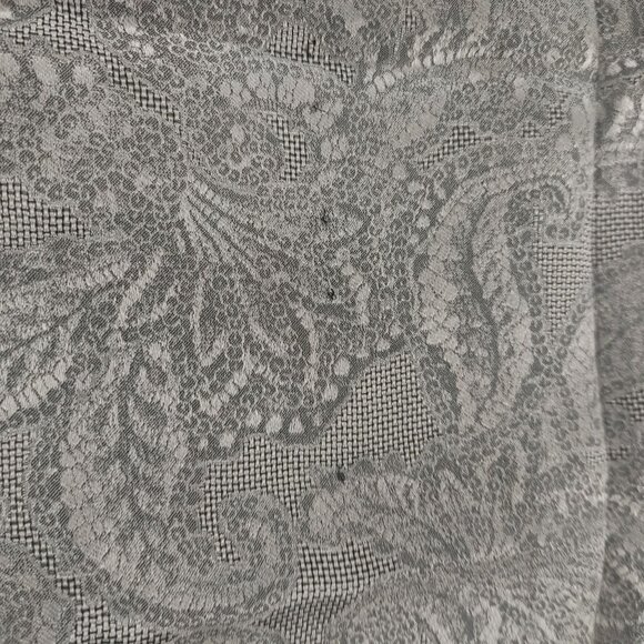 Saks Fifth Avenue Vintage Italian Paisley Silk Scarf Gray Fringed Edges 56 by 17 - Picture 5 of 11